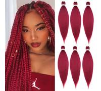 TESS 50 cm Meches pour Tresses Africaine Rouge, Tresse Cheveux Lot de 6 Extension de Raides Cheveux 90g/Pack Extension de Cheveux de Fibre Synthétique (Rouge-6 Pack)