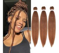 TESS 66 cm Meches pour Tresses Africaine 1Pcs, Tresse Cheveux Brun châtain 90g/pack Extension de Raides Cheveux Extension de Cheveux de Fibre Synthétique