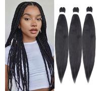 TESS 66 cm Meches pour Tresses Africaine 1Pcs, Tresse Cheveux Noir 90g/pack Extension de Raides Cheveux Extension de Cheveux de Fibre Synthétique