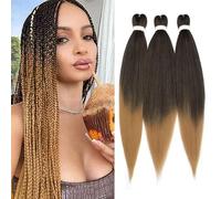 TESS 66 cm Meches pour Tresses Africaine 1Pcs, Tresse Cheveux Noir/Blond foncé 90g/pack Extension de Raides Cheveux Extension de Cheveux de Fibre Synthétique