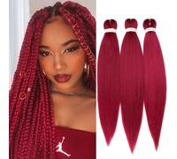 TESS 66 cm Meches pour Tresses Africaine 3Pcs, Tresse Cheveux Rouge 90g/pack Extension de Raides Cheveux Extension de Cheveux de Fibre Synthétique