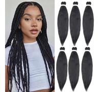 TESS 66 cm Meches pour Tresses Africaine 6Pcs, Tresse Cheveux Noir 90g/pack Extension de Raides Cheveux Extension de Cheveux de Fibre Synthétique