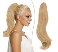 TESS Postiche Ponytail Cheveux Pince Longue Bou Ondulée, Queue de Cheval Extension avec Pince, Postiches pour Femmes Naturel Synthétique Blond métissé 30 cm