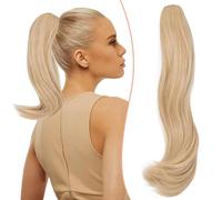 TESS Postiche Ponytail Cheveux Pince Longue Bouclée Ondulée, Queue de Cheval Extension avec Pince, Postiches pour Femmes Naturel Synthétique Brun foncé métissé 30 cm
