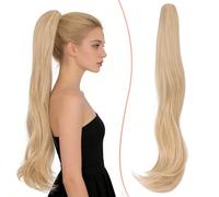 TESS Postiche Ponytail Cheveux Pince Longue Bouclée Ondulée, Queue de Cheval Extension avec Pince, Postiches pour Femmes Naturel Synthétique Brun foncé métissé 50 cm