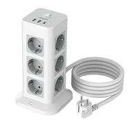 TESSAN Tour Multiprise Parafoudre avec 12 Sortie AC avec 3 USB, Prise Multiple avec Interrupteur, 3600W Chargeur USB avec Rallonge Electrique 2M, Compatible Phone, Pad, pour Maison, Bureau, Gris
