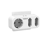 TESSAN 5 en 1 Multiprise Murale, 3 Prise Multiple Murale Secteur avec 2 Ports USB, 3600 W Electrical Triplet Compatible avec Téléphones et Appareils électroménagers, Blanc