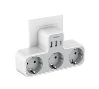 TESSAN 6 en 1 Multiprise Murale, 3600W Prise Multiple Chargeur USB C 15 W, 3 Sortie AC avec 3 Ports USB, Bloc Prise Murale pour Maison Cuisine Bureau, Compatible Mobiles et Portables, Grise
