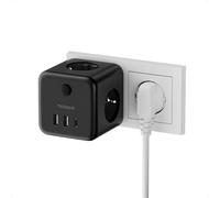 TESSAN 6 en 1 Multiprise Murale avec 3 AC et 3 Ports USB, Chargeur USB C 15 W, Triple Multiprise avec Interrupteur Marche/Arrêt, Prise Multiple 2500 W pour Salon, Chambre, Bureau, Noir
