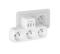 TESSAN 6 en 1 Multiprise USB C, Multiprise Murale avec 3 Ports USB et Française 3 AC, Prise Multiple 4000W Max, Prise Murale pour Maison Cuisine Bureau, Compatible Mobiles et Portables, Blanche