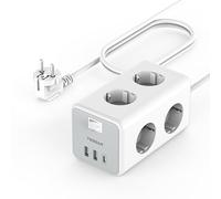 TESSAN 9 en 1 Multiprise USB C avec 6 Sortie AC et 3 USB, Prise Multiple 3600W avec Interrupteur et Rallonge Electrique 3M, Convient pour Le Bureau, Maison, Gris