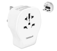 TESSAN Adaptateur Prise Anglaise, 4 en 1 Adaptateur Type G avec 2 USB C et 1 USB A, Anglaise Adapter Rrancais 2500 W, Chargeur Londres, Prise UK pour l'Irlande Écosse, Blanc