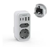 TESSAN Adaptateur Prise Anglaise 6 en 1 avec 2 USB C et 2 USB A
