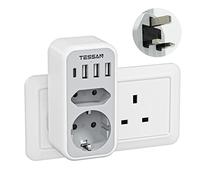 TESSAN Adaptateur Prise Anglaise 6 en 1 avec 3 USB A et 1 USB C