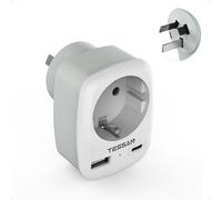 TESSAN Adaptateur Prise Australie, 3 en 1 Adaptateur Prise Australienne 2500 W, Adapter Australie avec USB C et USB A pour Chine, Argentine, Nouvelle Zelande