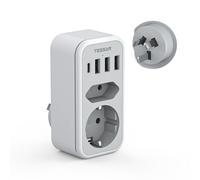 TESSAN Adaptateur Prise Australie, Adaptateur Type I avec 1 USB C et 3 USB A, Prise France vers Australienne, Argentine, Chine