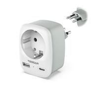 TESSAN Adaptateur Prise Brésil, 3 en 1 Adaptateur Brésil France avec USB C et USB A, Prise Type N 2500W