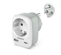 TESSAN Adaptateur Prise Inde, Adaptateur Voyage Inde avec USB C et USB A, 2500 W Prise Electrique Sri Lanka, Type D vers Népal, Maldives, Pakistan, Soudan, Ghana, Pakistan, Bangladesh