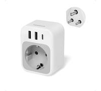 TESSAN Adaptateur Prise Inde avec 1 USB C et 2 USB A