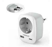 TESSAN Adaptateur Prise Italienne, Adaptateur Prise Italie vers France avec 1 USB C et 1 USB A, Type L, Adapter Italie Compatible avec Chili, Rome, Uruguay, Éthiopie, Florence, Venise, Milan