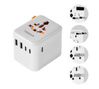 TESSAN Adaptateur Prise Universelle, Chargeur Universel avec 3 USB C et 2 USB A, 2500 W Adaptateur Voyage Universel pour USA Thaïlande Japon UK Brésil Australie Espagne Malaisie Inde