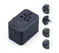 TESSAN Adaptateur Prise Universelle avec USB C 65W PD GaN Chargeur Rapide, Adaptateur Voyage avec 5 USB, Chargeur Universel pour USA UK Japon, Chine, Irlande, Australie, Mexique, Thaïlande, Noir