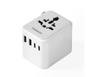 TESSAN Adaptateur Prise Universelle, Chargeur Universel avec 2 USB C et 2 USB A, Adaptateur Universel de Voyage France vers Anglaise UK Irlande USA Canada Australie Chine Japon Thaïlande