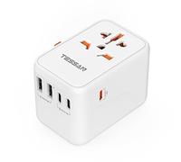 TESSAN Adaptateur Prise Universelle GaN III, Charge Rapide 65W, Prise Universel de Voyage avec 2 USB A et 3 USB C, Adaptateur Internationale vers Anglaise USA Japon Australie Thailande