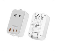 TESSAN Adaptateur Prise Universelle PD 20W, 4 en 1 Adaptateur Universel de Voyage avec 2 USB C et 1 USB A, 2000W Prise Internationale de Voyage pour France Anglaise USA Japon Australie Chine, Gris
