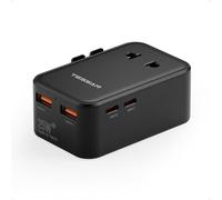 TESSAN Adaptateur Prise Universelle PD 25W, Adaptateur Universel de Voyage avec 2 USB C et 2 USB A, Prise Internationale de Voyage pour Anglaise USA Japon Australie Canada Mexique Chine France, Noir