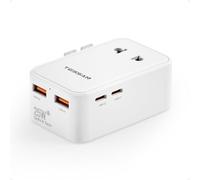 TESSAN Adaptateur Prise Universelle PD 25W, Adaptateur Universel de Voyage avec 2 USB C et 2 USB A, Prise Internationale de Voyage pour Anglaise USA Japon Australie Canada Mexique Chine France, Blanc
