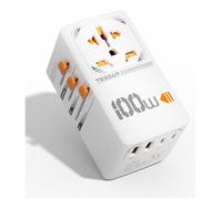 TESSAN Adaptateur Prise Universelle Voyage 100W, avec 2 USB et 2 USB C, Chargeur Rapide, International vers USA Japon UK Australie
