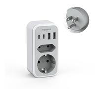 TESSAN Adaptateur Prise USA 6 en 1 avec 2 USB A et 2 USB C | Prise Canada, 2 USB C et 2 USB A, Type B France vers Americaine, Canada Mexique Thailande