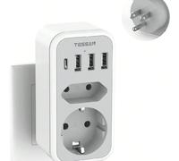 TESSAN Adaptateur Prise USA, Adaptateur Prise Canada France avec 3 USB et 1 USB C, Adaptateur Prise France vers USA, Adaptateur USA France vers Americaine Canada Mexique Thailande, Prise USA Type B Ma