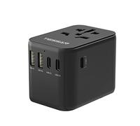 TESSAN Adaptateur Universel de Voyage avec 2 USB et 3 Type C, Adaptateur Voyage International 2500W, Prise Universelle France vers USA Canada Thailande UK EU Australie Japon, Noir