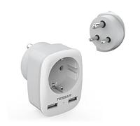 TESSAN Adaptateur Voyage Inde, Adaptateur Prise avec 2 USB, Voyage France vers Inde, Sri Lanka, Népal, Prise Type D