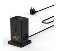 TESSAN Bloc Chargeur USB C Multiple, PD 65W Chargeur Rapide GaN avec 6 Ports (4 A et 2 C) et 2 Prises, Prise USB Secteur, Station de Charge avec câble 2m pour Le Bureau et Les Voyages