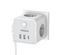 TESSAN Gniazdo USB, 6 w 1 Sześcian Ladron Gniazda Potrójne z 1 portami USB C
