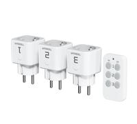 TESSAN Jeu de Prise Télécommandée Programmable, 3 Prises et 1 Télécommande, Portée 30,5 M, Intérieures Prise avec Interrupteur, pour Décoration de Noël, Électroménager, Éclairage, 2300 W, blanc
