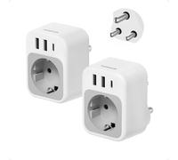 TESSAN Lot de 2 Adaptateur Afrique du Sud, Adaptateur Namibie avec 1 USB C et 2 USB A, Prise Afrique du Sud Type M, 2500W Voyage Accessoires pour Namibie, Botswana, Inde, Népal