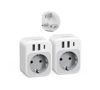 TESSAN Lot de 2 Adaptateur Prise Anglaise, 4 en 1 Prise UK avec USB C et 2 USB A, Anglaise Adapter Francais 3250 W, Adaptateur UK vers France, Type G pour Irlande Écosse Saoudite