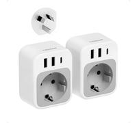 TESSAN Lot de 2 Adaptateur Prise Australie avec 1 USB C et 2 USB A, Adaptateur Prise Chinoise 2500 W, Voyage Accessoires pour Chine, Australie, Argentine, Nouvelle Zelande