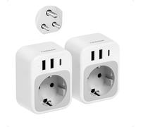 TESSAN Lot de 2 Adaptateur Prise Sri Lanka, Adaptateur Voyage Inde avec 3 USB, Prise Electrique Sri Lanka USB C, Type D vers Népal, Maldives, Pakistan, Soudan, Ghana, Pakistan, Bangladesh