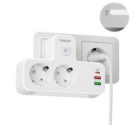 TESSAN Multiprise 5 en 1 USB C 20 W, prise murale pour bureau, cuisine, blanc