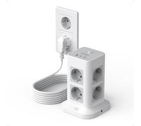 TESSAN Multiprise avec 2 USB C, Rallonge Electrique 5M, Gris | Prise Multiple 8 Sorties AC avec 2 USB,C et 1 USB A, Parafoudre et Surtension, 3600W Tour Multiprise pour Maison, Bureau