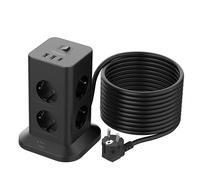 TESSAN Multiprise avec Interrupteur, Rallonge Electrique 10M, Noir