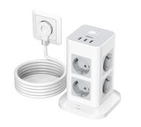 TESSAN Multiprise avec Interrupteur, Rallonge Electrique 2M, Gris