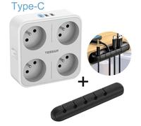Tessan-Multiprise Avec Protection Contre Les Surcharges,Prise Fr Vers Ue,Adaptateur Secteur,3 Prises Françaises,3 Usb,1 Usb C - Type 4 Ac 3 Usb Type C Pj