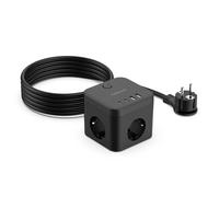TESSAN Multiprise avec USB C PD 20W Chargeur Rapide, Multiprise Cube 3 Prises avec 4 USB, 3680W avec Interrupteur et Rallonge Electrique 5M pour Domicile, Bureau, Noir
