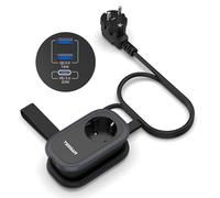 TESSAN Multiprise de Voyage 3 Ports USB, Multiprise avec Charge Rapide USB C, Multiprise 4 en 1, Rallonge 1,4 m avec Sangle de Rangement, Boîtier de Distribution pour Voyage et Bureau, 4000W